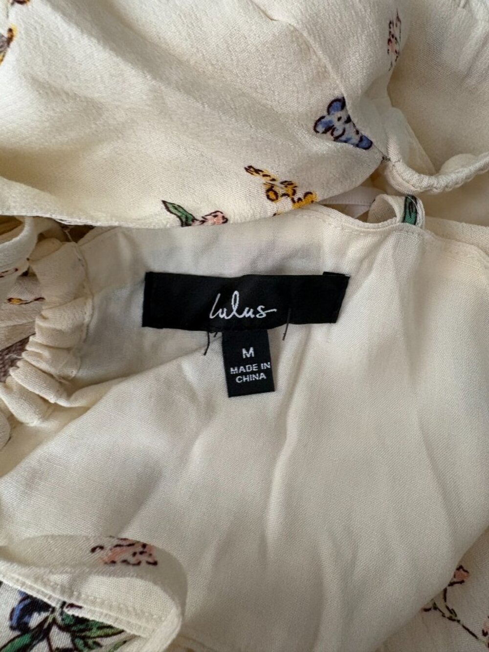 Lulus Spring For You Cream Floral Print Tie-strap Mini Dress White - Size M - Picture 3 of 7